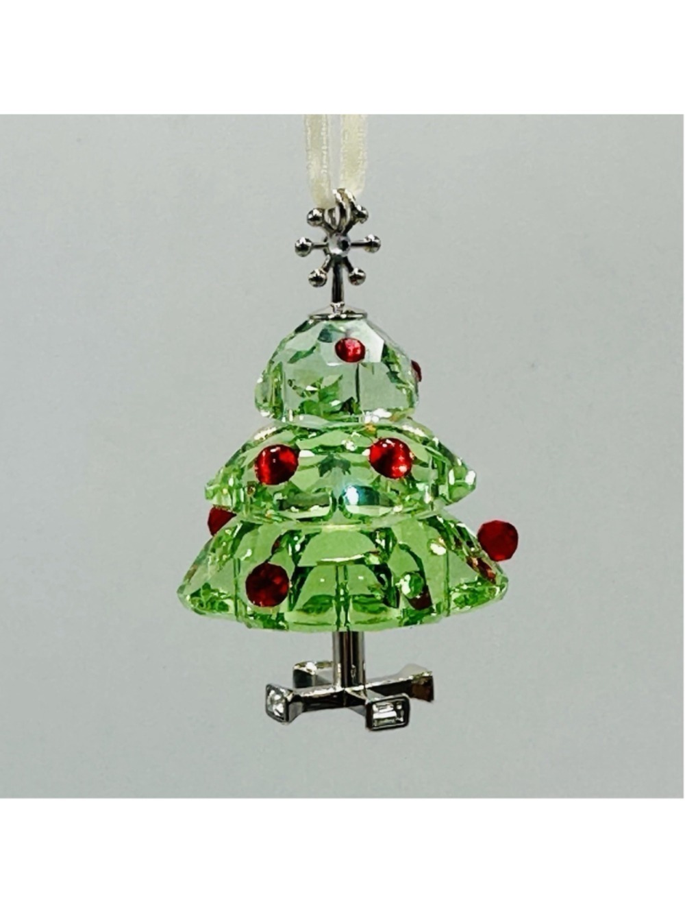 Swarovski Small Green and Red Crystal Christmas Tree Ornament
